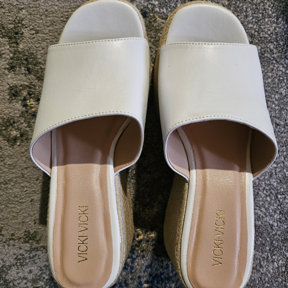Vicki Vicki White Faux Leather Platform Wedges